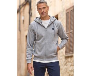 Sweatjacke LERROS "Hoodie Sweat-Jacke", Herren, Gr. M, platinum grau melange, 50% Baumwolle, 50% Polyester, Sweatjacken Sweatjacke, Kapuzensweatjacke mit Tunnelzug und seitlichen Reißverschlusstaschen