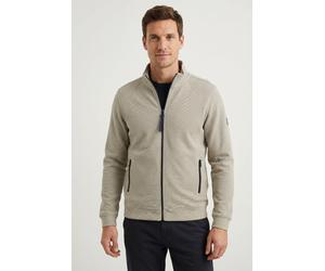 Sweatjacke LERROS "SELA", Herren, Gr. S, weiß (sanftes weiß), Sweatware, Obermaterial: 90% Baumwolle, 10% Polyester, unifarben, regular fit taillenbedeckt, ohne Ausschnitt, Bündchen, Sweatjacken Sweat