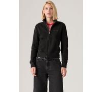 Sweatjacke LEVI'S "GR SLIM FIT FULL ZIP", Damen, Gr. L (40), schwarz (slim fit fleece club serif jet schwarz), Sweatware, Obermaterial: 100% Baumwolle, slim fit taillenbedeckt, ohne Ausschnitt, Rippbü