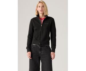 Sweatjacke LEVI'S "GR SLIM FIT FULL ZIP", Damen, Gr. M (38), schwarz (slim fit fleece club serif jet schwarz), Sweatware, Obermaterial: 100% Baumwolle, slim fit taillenbedeckt, ohne Ausschnitt, Rippbü