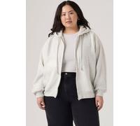 Sweatjacke LEVI'S PLUS "PL EVERYDAY FULL ZIP HOODIE SWEATSHIRT", Damen, Gr. XL (46/48), weiß (frosty grau heather bc02), angeraute Sweatware, Obermaterial: 58% Baumwolle, 42% Polyester, meliert, norma