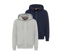 Sweatjacke MAN'S WORLD, Herren, Gr. 4XL (68/70), grau (marine), angeraute Sweatware, Obermaterial: 60% Baumwolle, 40% Polyester. Obermaterial Melange: 90% Baumwolle, 10% Viskose. Kapuze: 90% Baumwolle