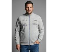 Sweatjacke MAN'S WORLD PLUS, Herren, Gr. XXL (60/62), grau meliert, angeraute Sweatware, Obermaterial: 60% Baumwolle, 40% Polyester, bedruckt, regular fit, hoch geschlossener Ausschnitt, angesetztes B