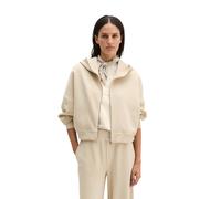Sweatjacke MARC O'POLO "mit recycelter Baumwolle", Damen, Gr. XS, linen beige, Obermaterial: 100% Baumwolle, unifarben, relaxed fit, Rippbündchen, Sweatjacken Sweatjacke (88668658-XS) linen beige