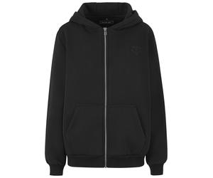 Sweatjacke MISS TEE "Miss Tee Peace Sign EMB Fluffy Zip Hoody", Damen, Gr. M, schwarz, 70% Baumwolle, 30% Polyester, unifarben, Rundhals, Sweatjacken Sweatjacke (72258635-M) schwarz