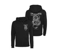 Sweatjacke MISTERTEE "MisterTee Herren Dragons Never Die Heavy Zip Hoody", Damen, Gr. M, schwarz, 65% Baumwolle, 35% Polyester, Sweatjacken Sweatjacke (13523537-M) schwarz