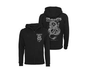 Sweatjacke MISTERTEE "MisterTee Herren Dragons Never Die Heavy Zip Hoody", Herren, Gr. M, schwarz, 65% Baumwolle, 35% Polyester, Rundhals, Sweatjacken Sweatjacke (13523537-M) schwarz