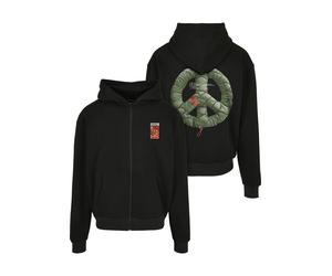 Sweatjacke MISTERTEE "MisterTee Unisex Puffer Peace Heavy Oversize Zip Hoody", Herren, Gr. S, schwarz, 100% Baumwolle, Sweatjacken Sweatjacke (15121506-S) schwarz