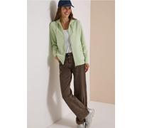 Sweatjacke CECIL, Damen, Gr. M (40), raw matcha lime, Sweatware, Oberstoff: 54% Polyester, 46% Baumwolle, unifarben, comfort fit normal, ohne Ausschnitt, Rippbündchen, Sweatjacken Sweatjacke, mit Kapu