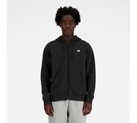 Sweatjacke NEW BALANCE "Sport Essentials Logo French Terry Full Zip", Herren, Gr. M, schwarz, Obermaterial: 60% Baumwolle, 40% Polyester, Sweatjacken Sweatjacke, mit Kapuze, mit Eingrifftaschen, aus B