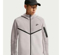 Sweatjacke NIKE SPORTSWEAR "M NK TCH FLC FZ WR HOODIE", Herren, Gr. S, college grau, light bone, schwarz, Jersey, Obermaterial: 53% Baumwolle, 47% Polyester, kontrastfarbene Details, meliert, Basic no