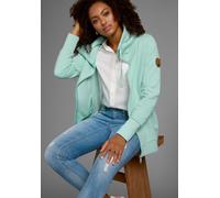 Sweatjacke OCEAN SPORTSWEAR, Damen, Gr. 32/34, grün (mint), angeraute Sweatware, Obermaterial: 57% Baumwolle, 38% Polyester, 5% Elasthan, bequem, hoch geschlossener Ausschnitt, Rippbündchen, Sweatjack