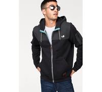 Sweatjacke OCEAN SPORTSWEAR, Herren, Gr. L (52/54), schwarz, angeraute Sweatware, Obermaterial: 65% Baumwolle, 35% Polyester, kontrastfarbene Details, unifarben, Basic schmal hüftlang, hoch geschlosse