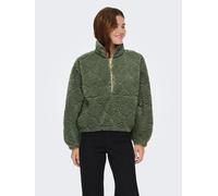 Sweatjacke ONLY "ONLXENA L/S TEDDY BOX SWT", Damen, Gr. M, rifle grün, Plüsch, Obermaterial: 100% Polyester, unifarben, weit, Sweatjacken Sweatjacke (17175666-M) rifle grün