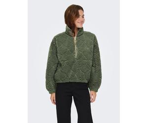 Sweatjacke ONLY "ONLXENA L/S TEDDY BOX SWT", Damen, Gr. XS, grün (rifle grün), Plüsch, Obermaterial: 100% Polyester, unifarben, weit, Sweatjacken Sweatjacke (17175666-XS) rifle grün