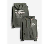 Sweatjacke - Print - grün XS