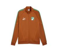 Sweatjacke PUMA "Elfenbeinküste KING Anthem Jacke Herren", Herren, Gr. S, braun (warm chestnut weiß braun), Obermaterial: 63% Polyester, 37% Baumwolle. Taschenfutter: 100% Polyester. Rippe: 7% Elastha