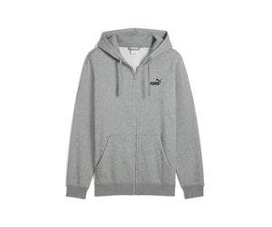 Sweatjacke PUMA "Essentials No. 1 Logo Kapuzenjacke Herren", Herren, Gr. S, grau (medium gray heather), Obermaterial: 34% Polyester, 66% Baumwolle; Kapuzenfutter: 100% Baumwolle; Rippe: 97% Baumwolle,