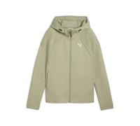 Sweatjacke PUMA "EvoStripe Kapuzenjacke Damen", Damen, Gr. M, grün (lux army grün), Obermaterial: 77% Baumwolle, 23% Polyester; Taschenfutter: 100% Baumwolle; Einsatz: 20% Polyester, 80% Baumwolle, Sw