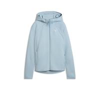 Sweatjacke PUMA "EvoStripe Kapuzenjacke Damen", Damen, Gr. S, blau (seafoam blau), Obermaterial: 77% Baumwolle, 23% Polyester. Taschenfutter: 100% Baumwolle. Einsatz: 81% Baumwolle, 19% Polyester, Swe