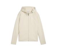 Sweatjacke PUMA "EvoStripe Kapuzenjacke Damen", Damen, Gr. S, weiß (alpine snow weiß), Obermaterial: 23% Polyester, 77% Baumwolle; Taschenfutter: 100% Baumwolle; Einsatz: 20% Polyester, 80% Baumwolle,