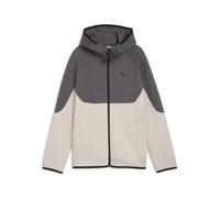 Sweatjacke PUMA "PUMATECH Elevated Kapuzenjacke Jungen", Jungen, Gr. 128, grau (silber fog beige), Obermaterial: 23% Polyester, 77% Baumwolle. Einsatz: 81% Baumwolle, 19% Polyester. Seitentasche - Obe