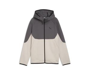 Sweatjacke PUMA "PUMATECH Elevated Kapuzenjacke Jungen", Jungen, Gr. 140, grau (silber fog beige), Obermaterial: 23% Polyester, 77% Baumwolle. Einsatz: 81% Baumwolle, 19% Polyester. Seitentasche - Obe