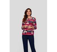 Sweatjacke RABE "Sweatshirt", Damen, Gr. 42, blau (dunkelblau), 76%Baumwolle, 16%Polyester, 8%Elastan, gemustert, gerade, Sweatjacken Sweatjacke (32206764-42) dunkelblau