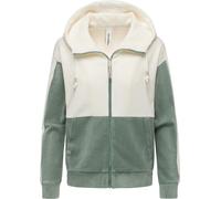 Sweatjacke RAGWEAR "Colbien Cordy", Damen, Gr. L (40), graugrün, Cord, Material: 76% Baumwolle, 20% Polyester, 4% Elasthan, oversize hüftbedeckend, hoch geschlossener Ausschnitt, Raglanärmel,weit norm