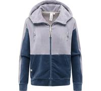 Sweatjacke RAGWEAR "Colbien Cordy", Damen, Gr. XS (34), indigo, Cord, Material: 76% Baumwolle, 20% Polyester, 4% Elasthan, oversize hüftbedeckend, hoch geschlossener Ausschnitt, Raglanärmel,weit norma