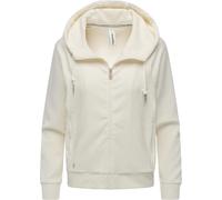 Ragwear Damen Cordjacke weiche Sweatjacke Zip-Hoodie Übergangsjacke aus weichem Kord in Samt-Haptik Corduly Cordy Ivory Gr. M