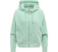 Sweatjacke RAGWEAR "Corduly Cordy", Damen, Gr. S (36), mint26, Material: 76% Baumwolle, 20% Polyester, 4% Elasthan, oversize hüftlang, hoch geschlossener Ausschnitt, Ärmel ohne Ärmelschlitz abgesteppt