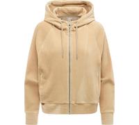 Sweatjacke RAGWEAR "Corduly Cordy", Damen, Gr. XS (34), sand26, Material: 76% Baumwolle, 20% Polyester, 4% Elasthan, oversize hüftlang, hoch geschlossener Ausschnitt, Ärmel ohne Ärmelschlitz abgestepp