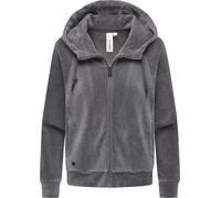 Sweatjacke RAGWEAR "Corduly Cordy", Damen, Gr. XS (34), stein, Material: 76% Baumwolle, 20% Polyester, 4% Elasthan, oversize hüftlang, hoch geschlossener Ausschnitt, Ärmel ohne Ärmelschlitz abgesteppt