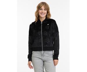 Sweatjacke RAGWEAR "DORON VELVET", Damen, Gr. L, schwarz, Samt, Obermaterial: 94% Polyester, 6% Elasthan, gemustert, normal, Rundhals, Sweatjacken Sweatjacke, weiche Samt Optik (62540727-L) schwarz