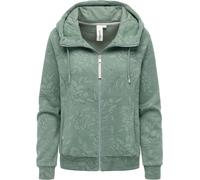 Ragwear Damen Sweatjacke Trainingsjacke Sportjacke mit Allover-Print und Kapuze Fllawia Print Dusty Green Gr. L