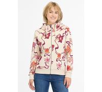Sweatjacke RAGWEAR "FLLAWIA PRINT", Damen, Gr. XS (34), beige (ecru), Sweatware, Obermaterial: 70% Baumwolle, 30% Polyester, bedruckt, regular fit hüftbedeckend, ohne Ausschnitt, Rippbündchen, Sweatja