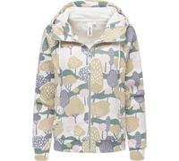 Sweatjacke RAGWEAR "Fllawia Print", Damen, Gr. XS (34), elfenbeinfarben, 70% Baumwolle, 30% Polyester, gerade hüftbedeckend, hoch geschlossener Ausschnitt, eng Rippstrickbündchen, Sweatjacken Sweatjac