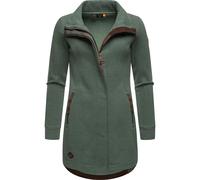 Ragwear Damen leichter Sweat-Übergangsmantel lang windabweisend mit hohem Kragen Letrice Pine Green Gr. XL