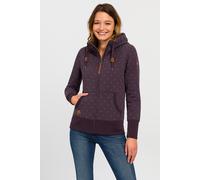 Sweatjacke RAGWEAR "NESKA DOTS MULTI ZIP O", Damen, Gr. L, rot (wine rot), Sweatware, Obermaterial: 70% Baumwolle, 30% Polyester, gemustert, Rundhals, Sweatjacken Sweatjacke (65174906-L) wine rot