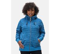 Sweatjacke RAGWEAR "Neska Print Zip Plus", Damen, Gr. 44, blau, Sweatware, Obermaterial: 70% Baumwolle, 30% Polyester, gerade hüftbedeckend, hoch geschlossener Ausschnitt, Ärmel ohne Ärmelschlitz Ripp