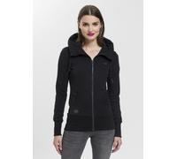 Sweatjacke RAGWEAR "NESKA ZIP O", Damen, Gr. L, schwarz, Sweatware, Obermaterial: 90% Baumwolle, 10% Polyester, kontrastfarbene Details, unifarben, figurbetont hüftbedeckend, ohne Ausschnitt, Rippbünd