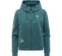 Sweatjacke RAGWEAR "Parya Embro", Damen, Gr. L (40), hellpetrol, Material: 95% Baumwolle, 5% Elasthan, gerade hüftlang, Rundhals, Ärmel ohne Ärmelschlitz Rippstrickbündchen, Sweatjacken Sweatjacke, Da