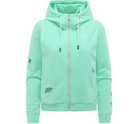 Sweatjacke RAGWEAR "Parya Embro", Damen, Gr. XS (34), hellgrün, Material: 95% Baumwolle, 5% Elasthan, gerade hüftlang, Rundhals, Ärmel ohne Ärmelschlitz Rippstrickbündchen, Sweatjacken Sweatjacke, Dam