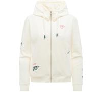Sweatjacke RAGWEAR "Parya Embro", Damen, Gr. XXL (44), elfenbeinfarben, Material: 95% Baumwolle, 5% Elasthan, gerade hüftlang, Rundhals, Ärmel ohne Ärmelschlitz Rippstrickbündchen, Sweatjacken Sweatja