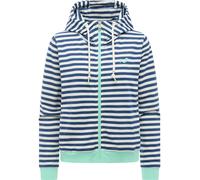 Sweatjacke RAGWEAR "Parya Stripes", Damen, Gr. M (38), navy, Material: 50% Baumwolle, 50% Elasthan, gerade hüftlang, Rundhals, Ärmel ohne Ärmelschlitz Rippstrickbündchen, Sweatjacken Sweatjacke, gestr