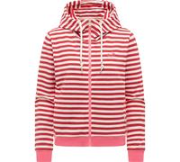 Sweatjacke RAGWEAR "Parya Stripes", Damen, Gr. M (38), rot, Material: 50% Baumwolle, 50% Elasthan, gerade hüftlang, Rundhals, Ärmel ohne Ärmelschlitz Rippstrickbündchen, Sweatjacken Sweatjacke, gestre