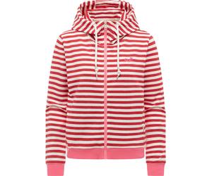 Sweatjacke RAGWEAR "Parya Stripes", Damen, Gr. XS (34), rot, Material: 50% Baumwolle, 50% Elasthan, gerade hüftlang, Rundhals, Ärmel ohne Ärmelschlitz Rippstrickbündchen, Sweatjacken Sweatjacke, gestr