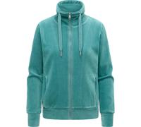 Sweatjacke RAGWEAR "Ronette Cordy", Damen, Gr. M (38), grün (petrol), Sweatware, Material: 76% Baumwolle, 20% Polyester, 4% Polyester, figurumspielend hüftbedeckend, hoch geschlossener Ausschnitt, Ärm