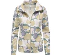 Sweatjacke RAGWEAR "Ronette Print", Damen, Gr. S (36), bunt (elfenbeinfarben), 70% Baumwolle, 30% Polyester, tailliert hüftbedeckend, hoch geschlossener Ausschnitt, eng Rippstrickbündchen, Sweatjacken
